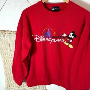 Vintage 90s Mickey Mouse Disney Red Hong Kong Disneyland Cotton Sweatshirt XL